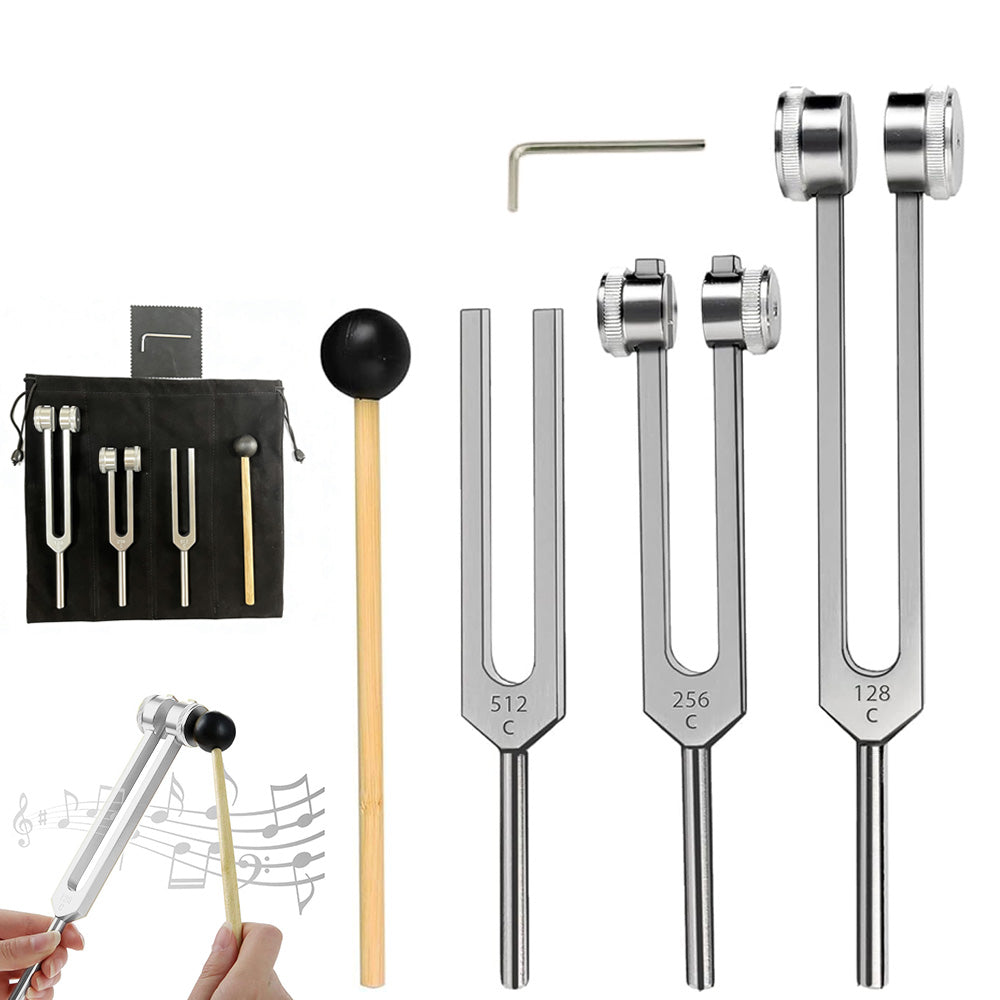 3Pcs Aluminum Tuning Forks Set 128Hz 256Hz 512Hz for Sound Healing Yoga Meditation