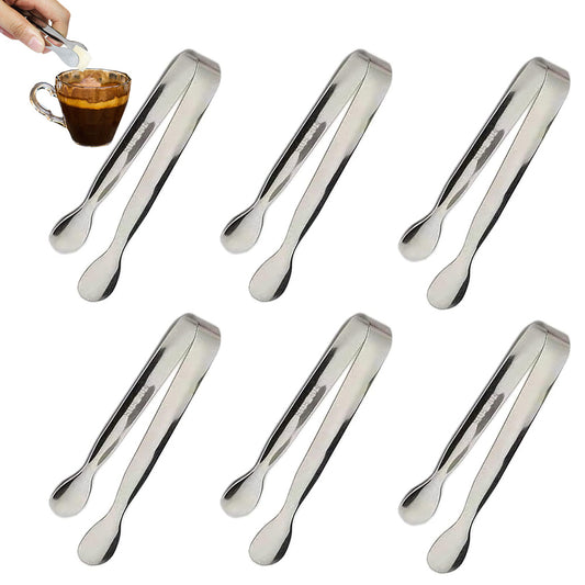 6PCS Ice Tongs Mini Sugar Tongs Stainless Steel Kitchen Utensils Set