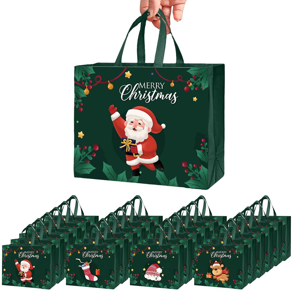 24Pcs Nonwoven Christmas and Halloween Handled Gift Shopping Bags