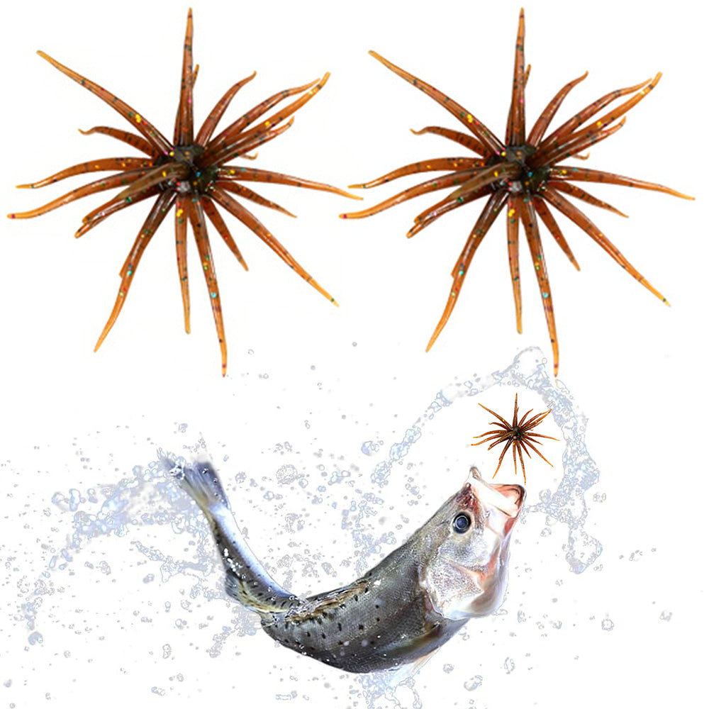 2 PCS Lifelike Floating Sea Urchin Soft Bait with Glitter Tentacle Creature Lure for Fishing