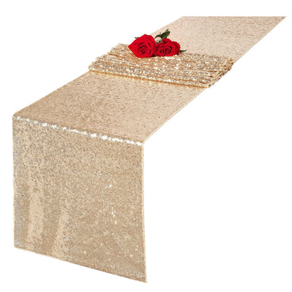 High Density Sequin Table Runner for Weddings Parties and Holidays-Gold
