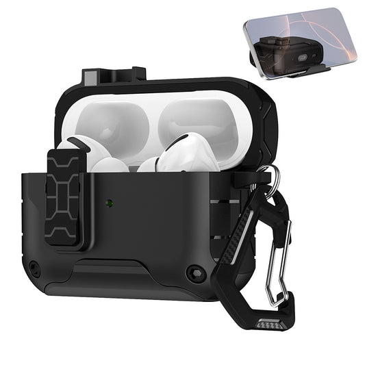 Rugged Protective Case for Airpods Pro 3 with Carabiner Clip and Kickstand