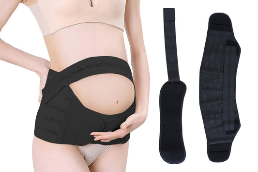 Maternity Belly Support Belt for Pregnancy with Adjustable Abdominal Support-Black
