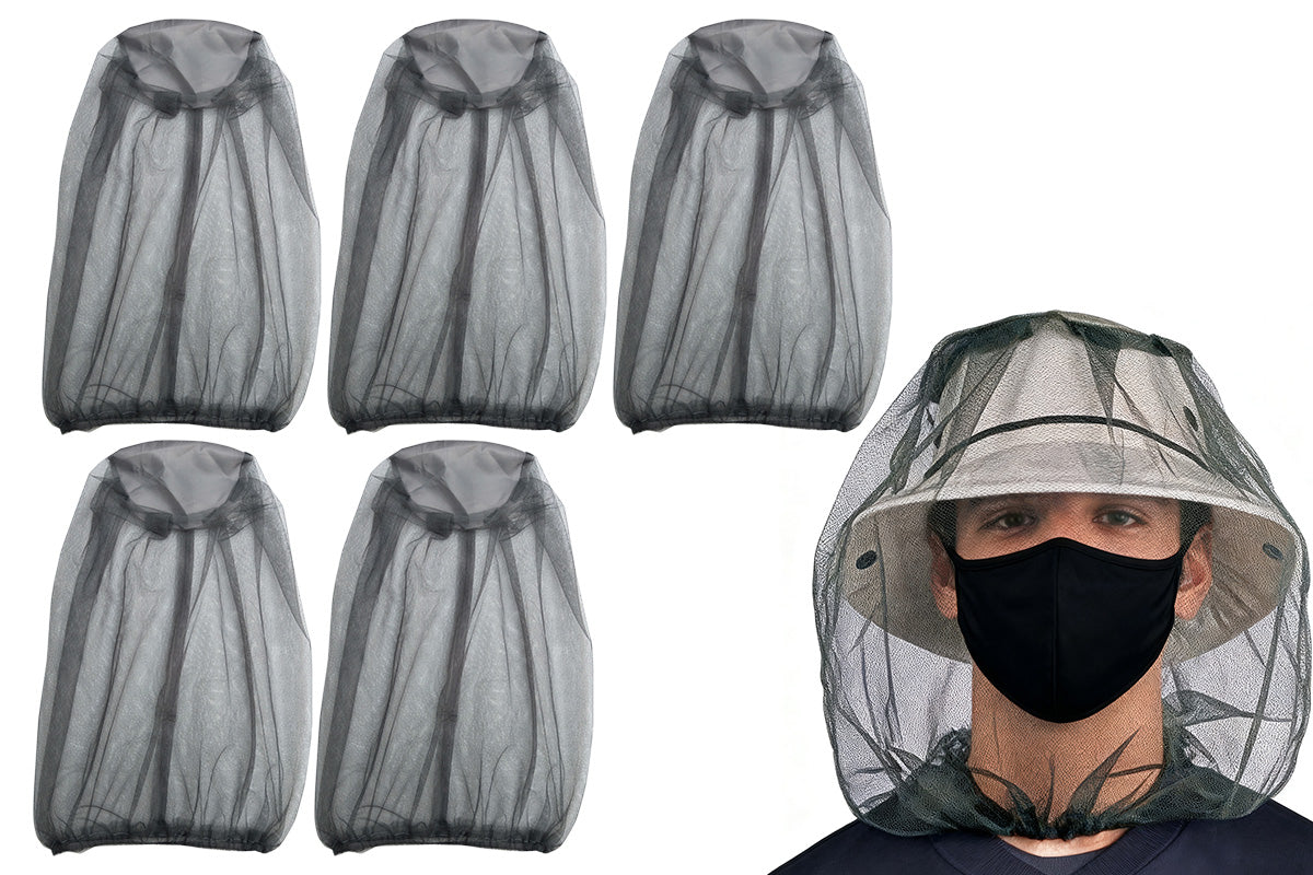 5Pcs Mosquito Head Net Bug Net Hat for Camping Hiking Fishing Gardening