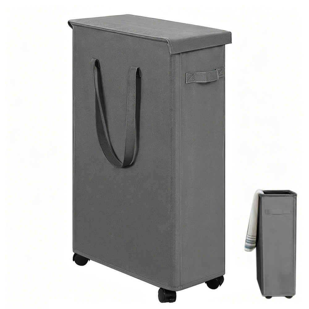 65L Laundry Basket with Wheels Lid Handle Foldable Dirty Clothes Basket for Home Dorm