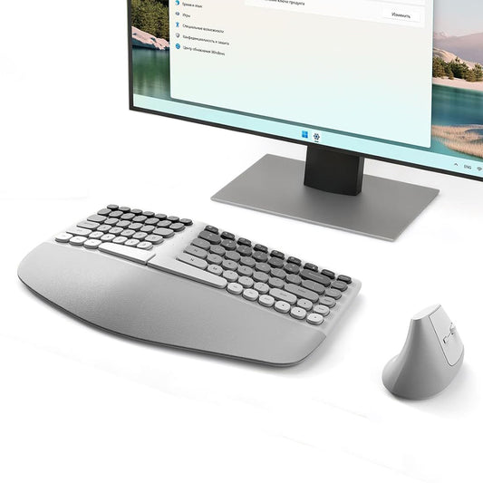 2.4G Wireless Keyboard and Mouse Set with Ergonomic Design 84 Key Keyboard and 6 Button Mouse