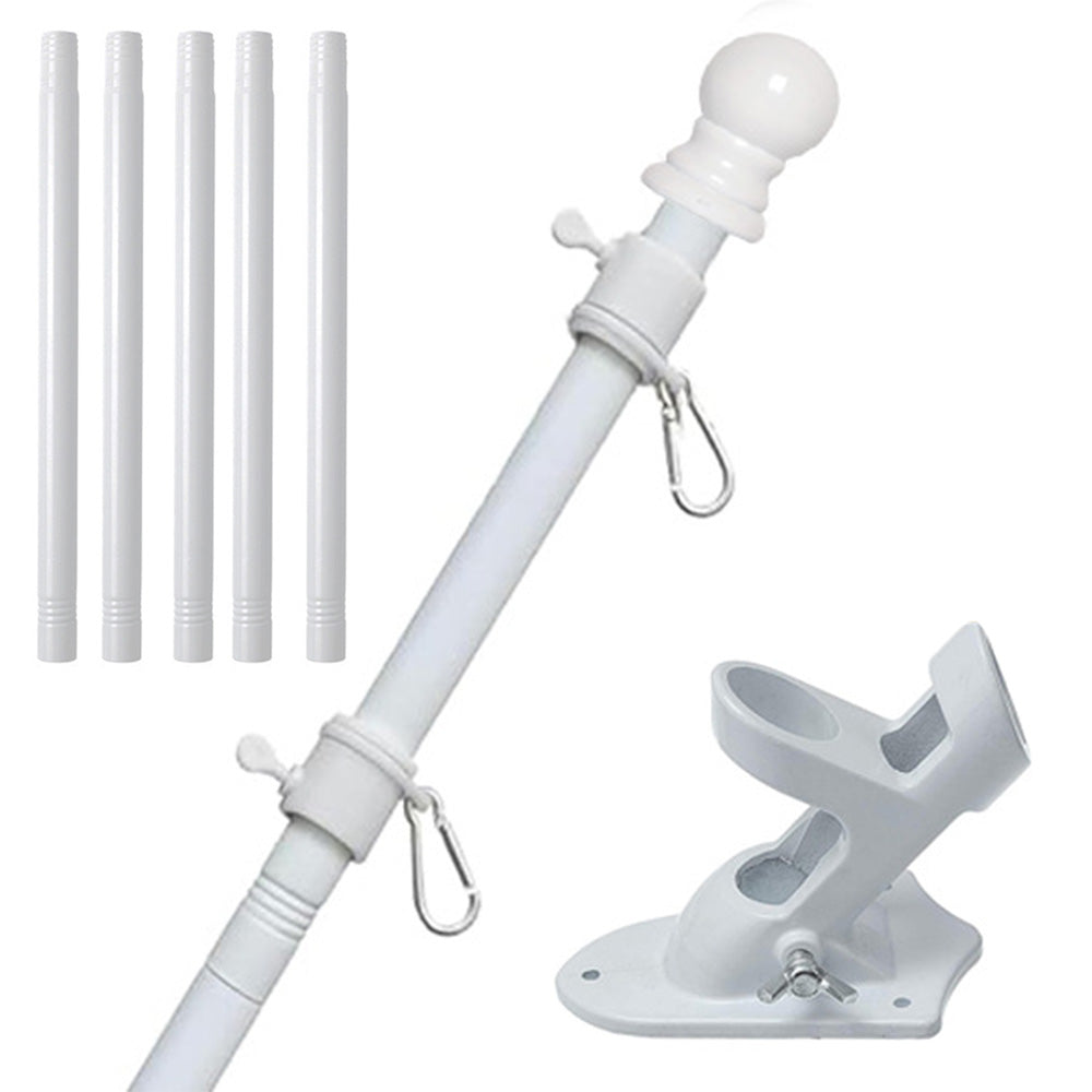 Flag Pole Kit with 360-Degree Rotating Flag Pole Rings Two-Position Bracket