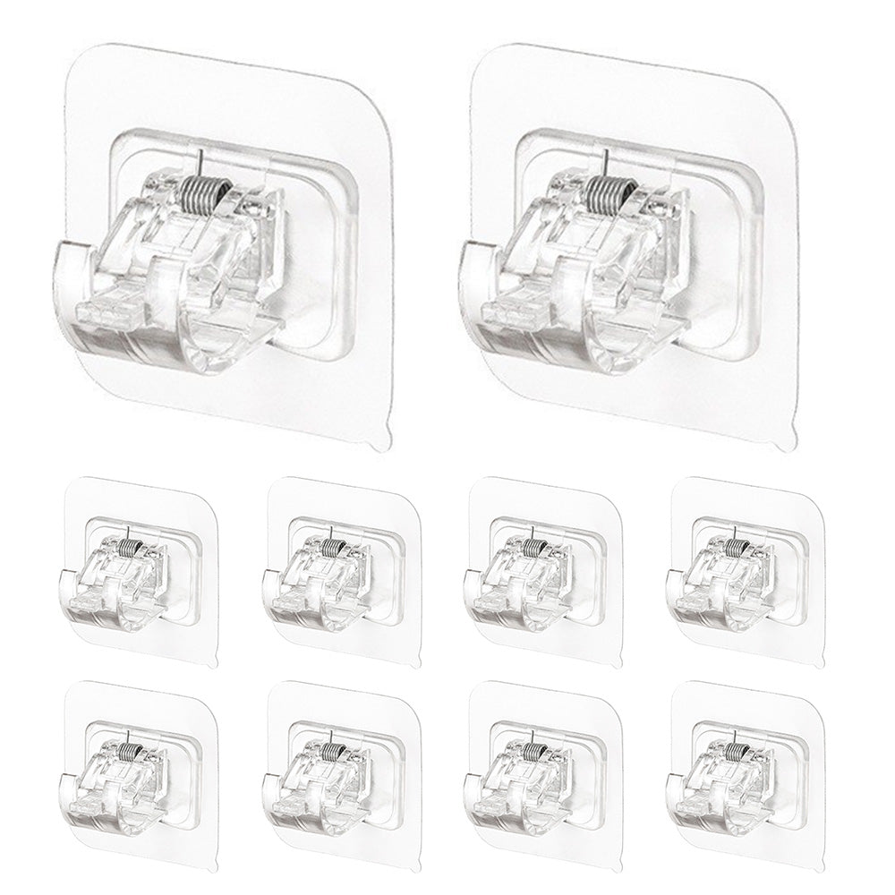 10 Pcs No Drill Curtain Rod Holder Self Adhesive Hook for Smooth Surface
