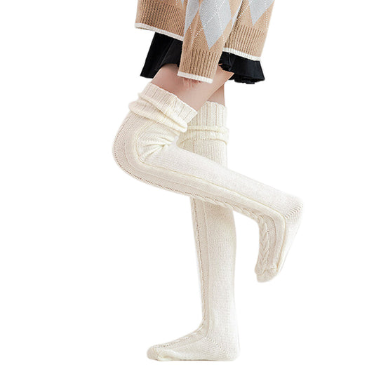 Womens Knitted Over Knee Socks for Fall and Winter Thick and Warm Long Stockings