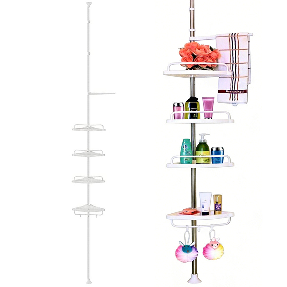 4 Tier Telescopic Bathroom Wall Corner Shelf Rack Shower Caddy Storage Organizer
