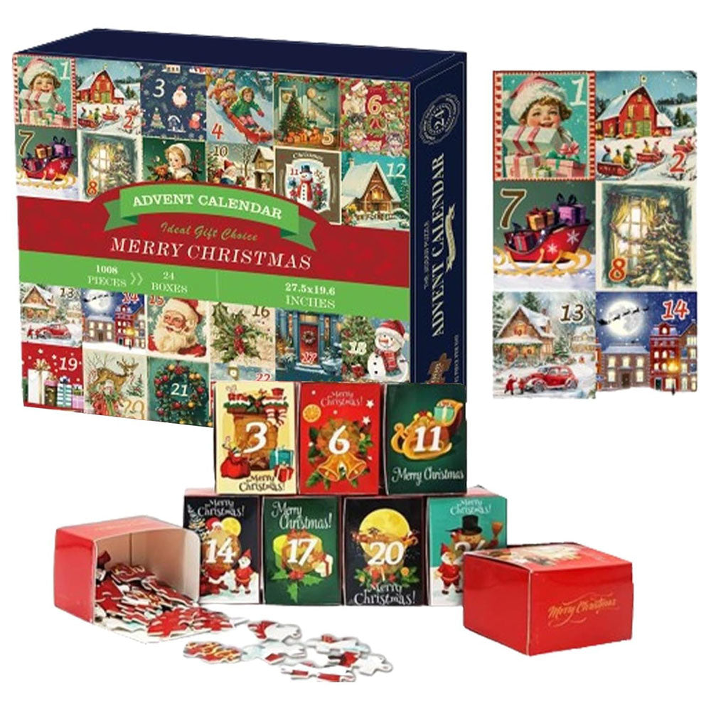1008Pcs Advent 24 Days Countdown Calendar Jigsaw Puzzles
