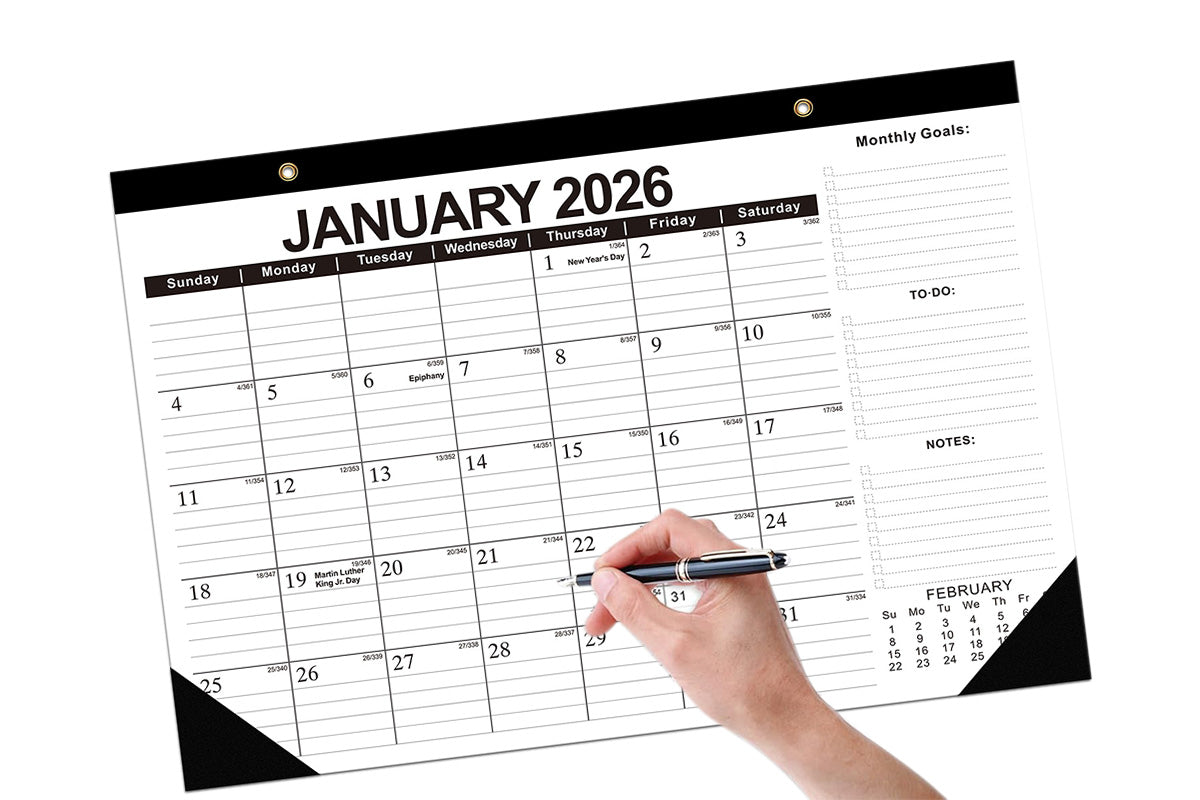 Desk Calendar 18-Month from 2026 Jan- 2027 June with Corner Protectors for Office