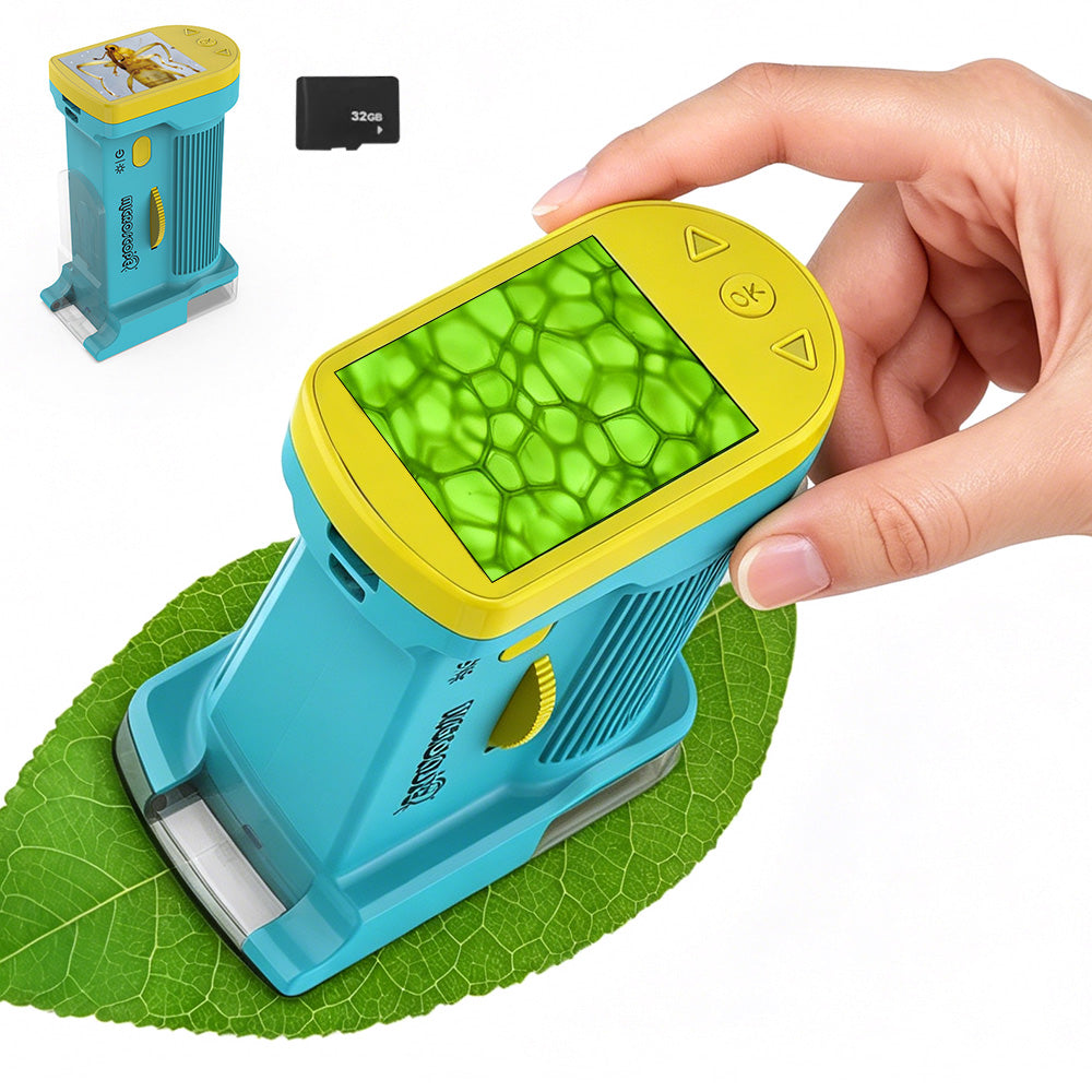 Portable Microscope for Little Ones with 1000X Magnification HD Screen and Rechargeable Educational Toy