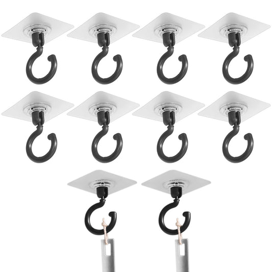 10 Pcs Self Adhesive Ceiling Hooks 360 Degree Rotating for Hanging