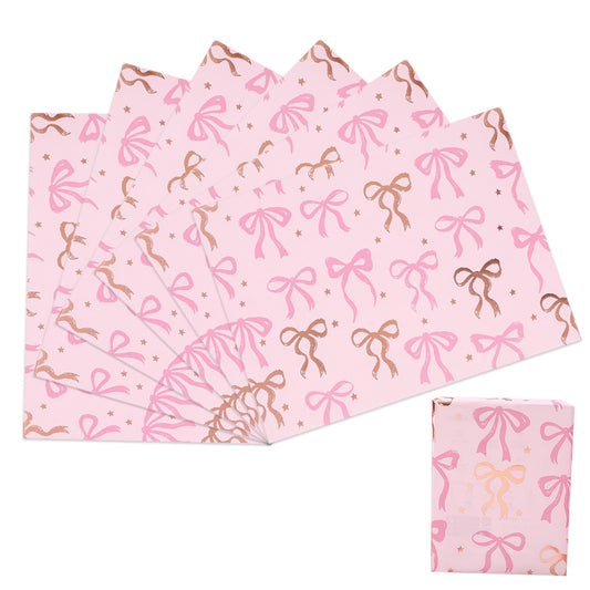 6 Sheet 70x50cm Coquette Bow Pattern Gift Wrapping Paper Set