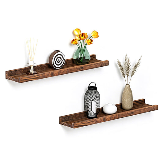2X Wooden Wall Mounted Vinyl Record CD Storage and Display Shelf