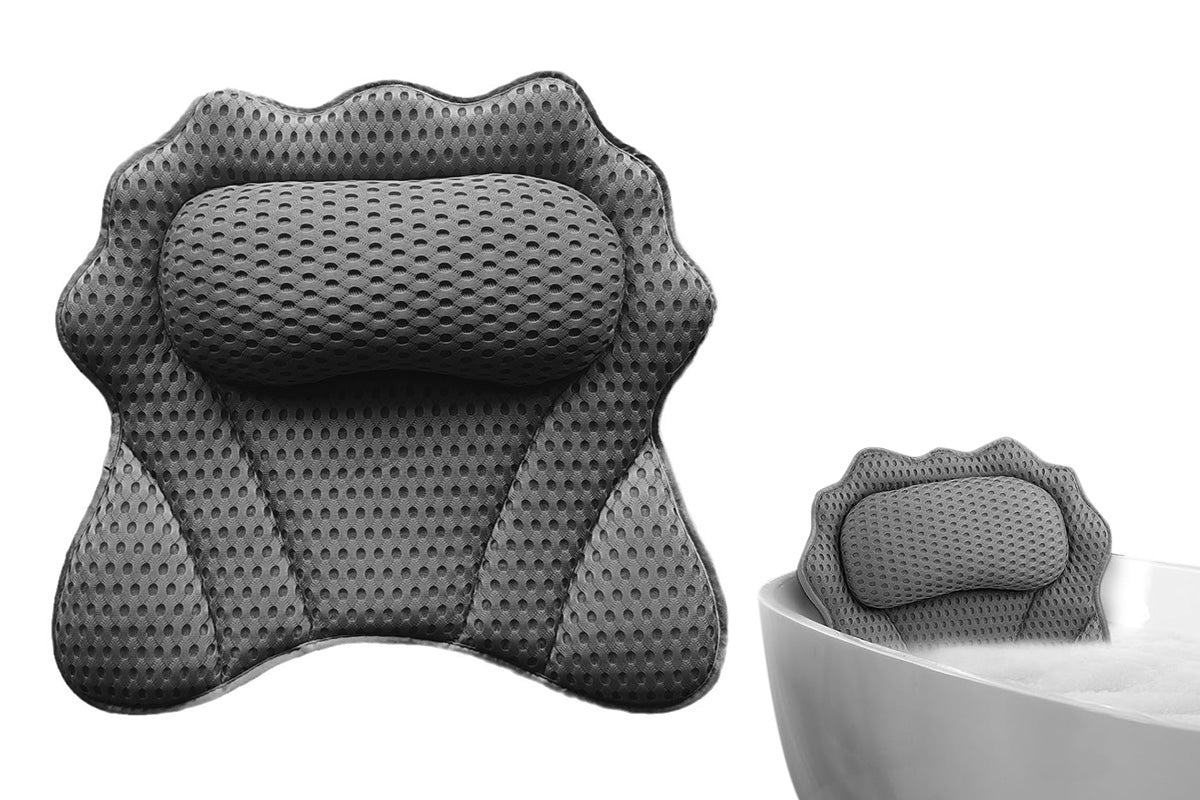 Bath Pillow with Headrest and 6 Suction Cups for Tub Support and Relaxation