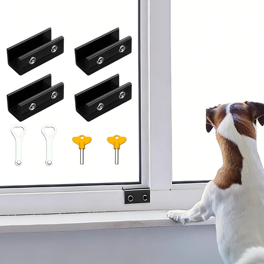 4 Pack Sliding Window Locks with Key for Vertical Horizontal Sliding Windows Doors