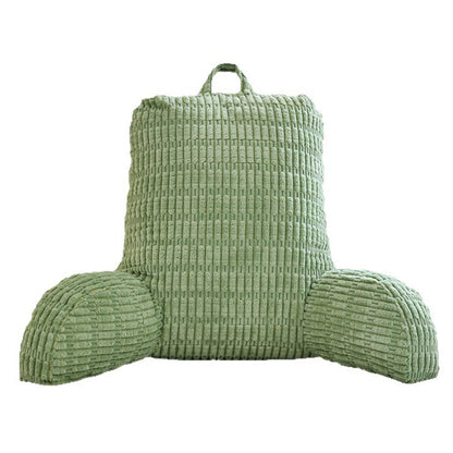 Bedside Backrest Cushion with Armrests Pocket and Washable Cover
