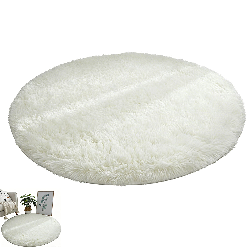 Round Fluffy Rug Plush Area Rug Soft Non Slip Carpet for Living Room Bedroom