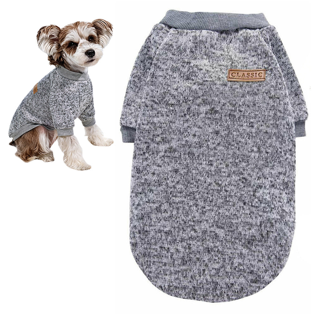 Dog Sweatshirt Pullover Classic Round Neck Soft Clothes for Small Medium Dogs Cats-Grey