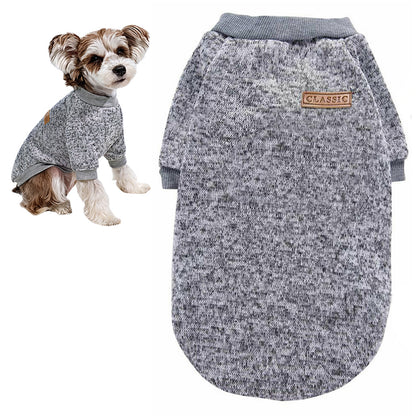 Dog Sweatshirt Pullover Classic Round Neck Soft Clothes for Small Medium Dogs Cats-Grey