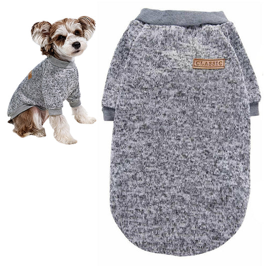 Dog Sweatshirt Pullover Classic Round Neck Soft Clothes for Small Medium Dogs Cats-Grey