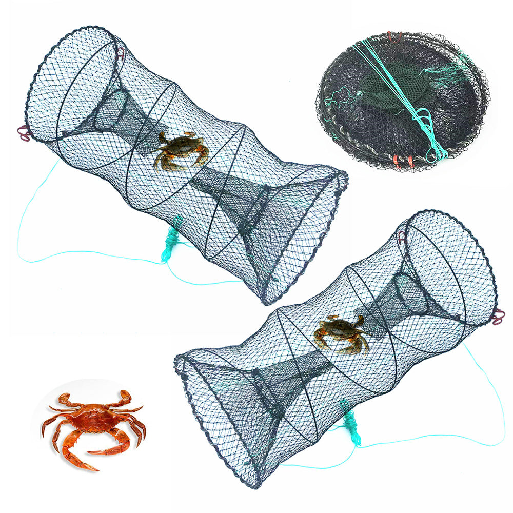 2Pcs Fishing Bait Trap with Pull Rope Collapsible Fish Net for Ponds Lakes