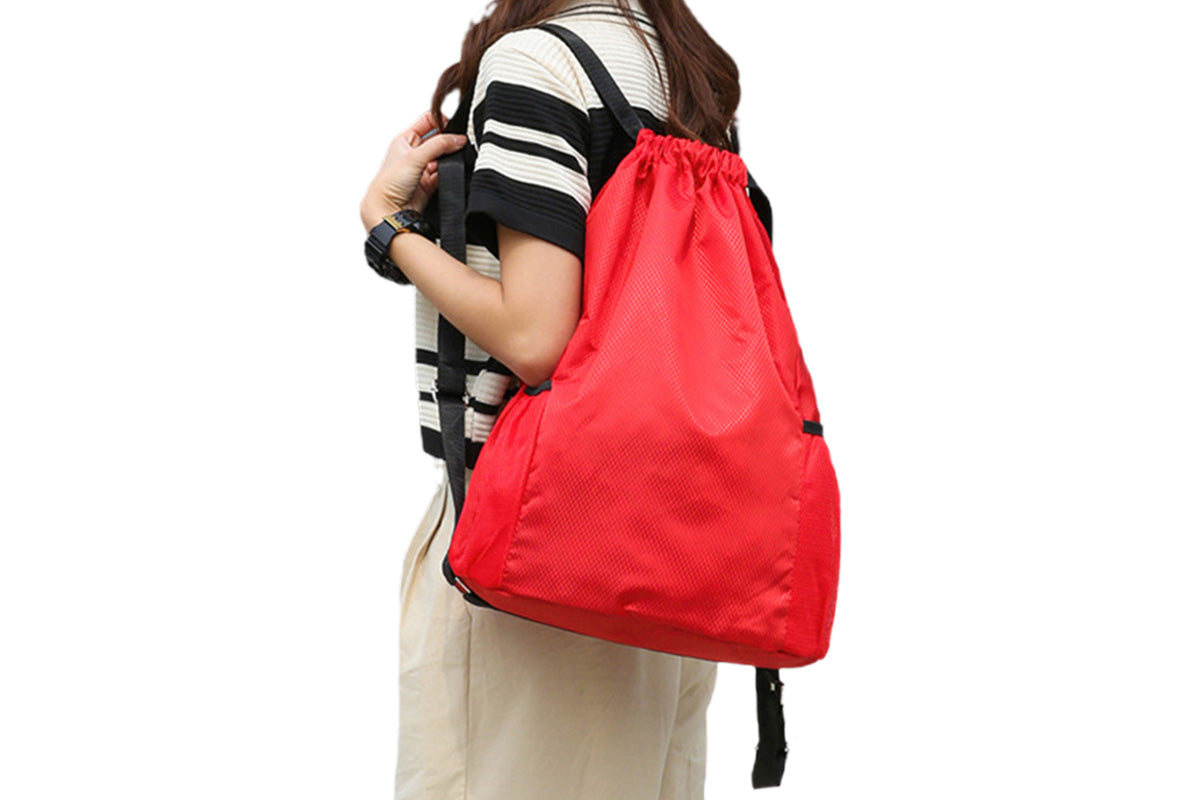 Sport Drawstring Backpack With 2 Pockets Large Capacity Basketball Bag