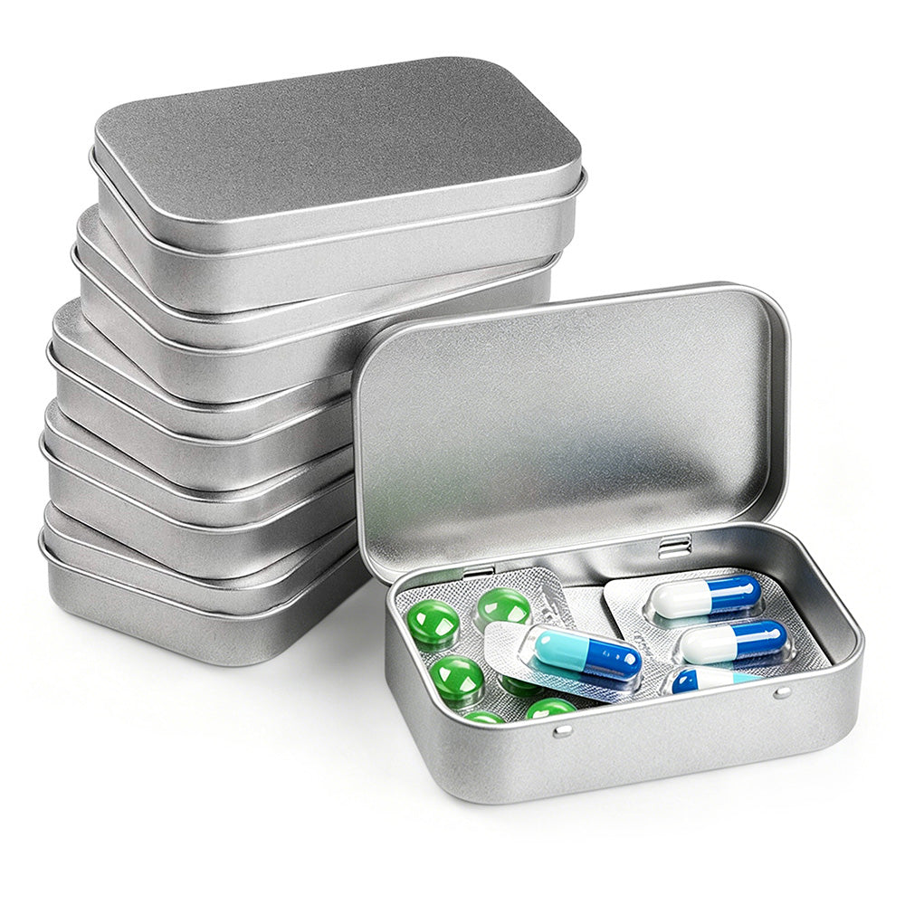 6 PCS Rectangular Small Tin Box with Hinged Lid Portable Storage Box for Candies Tea