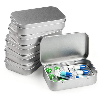 6 PCS Rectangular Small Tin Box with Hinged Lid Portable Storage Box for Candies Tea