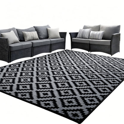 Outdoor Picnic Mat Camping Waterproof Reversible Rug for Beach Tent-Grey