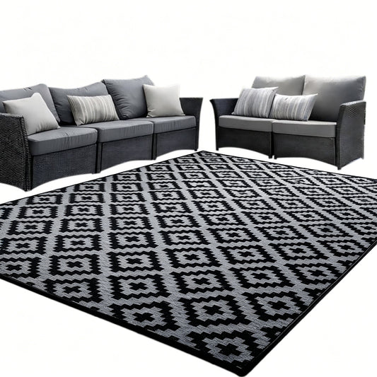 Outdoor Picnic Mat Camping Waterproof Reversible Rug for Beach Tent-Grey