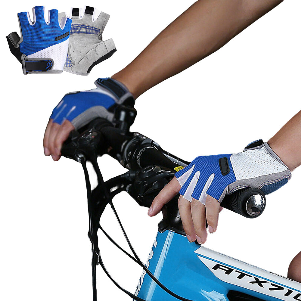 1 Pair Cycling Half Finger Bike Gloves With Anti Slip Pad For Unisex