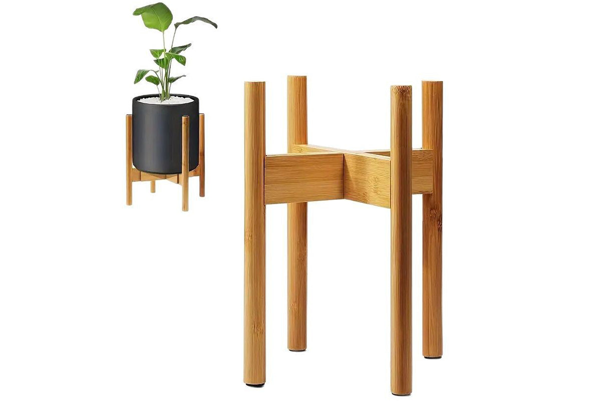 Adjustable Bamboo Plant Stand Holder Indoor for Stable Plant Display