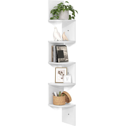 5 Tier Large Zigzag Corner Wall Mounted DVD CD Storage Display Shelf