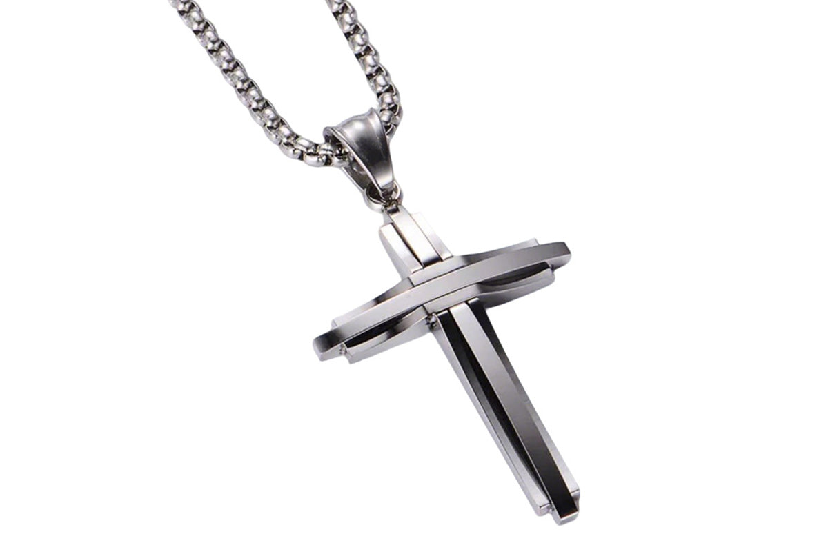 Crucifix Pendant Necklace Titanium Steel Unisex Chain