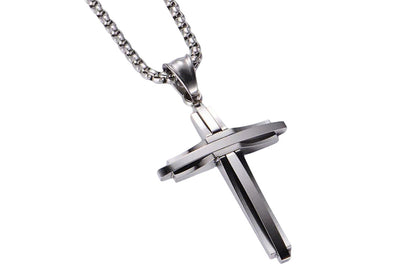 Crucifix Pendant Necklace Titanium Steel Unisex Chain