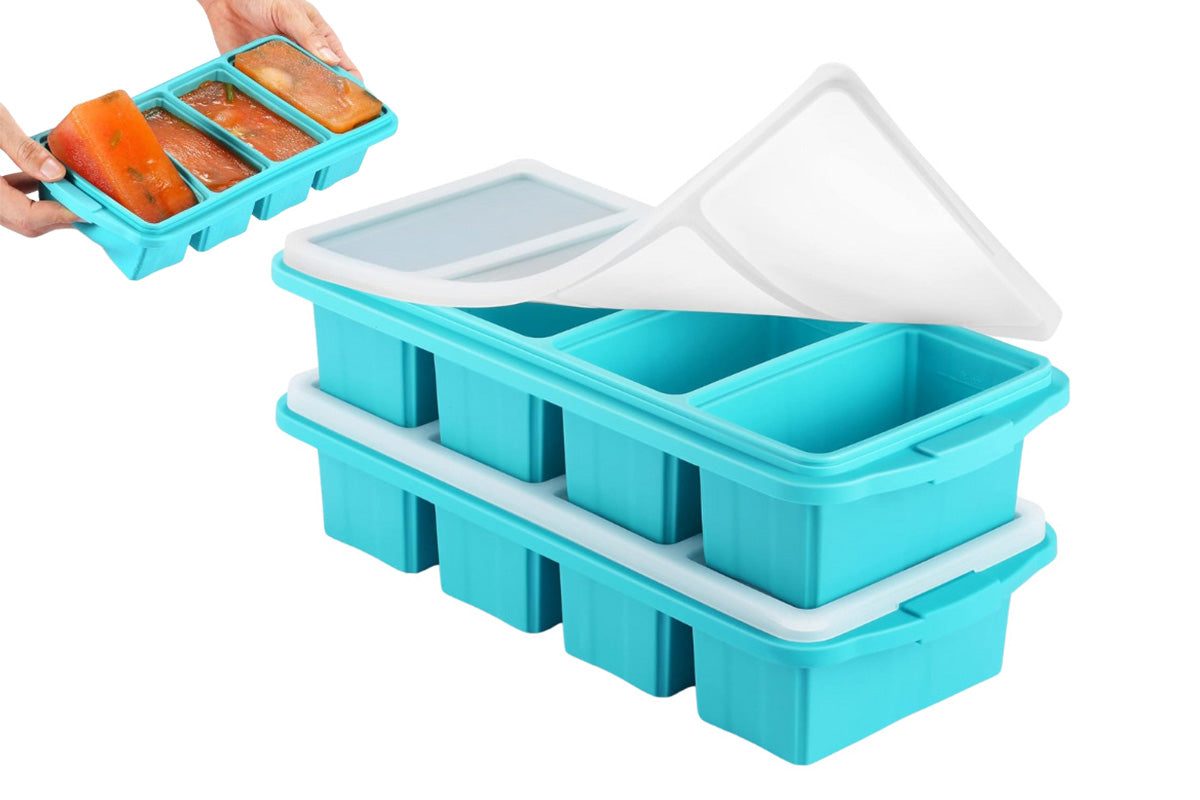 Silicone Freezer Tray With Lid Freezer Food Storage Molds for Soup Sauce Broth