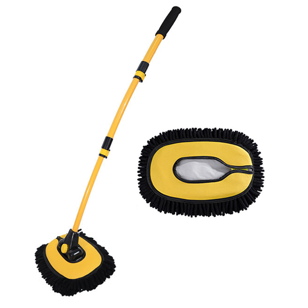 3-Section Telescopic Car Wash Brush 15-Degree Bent Handle with Extra Head