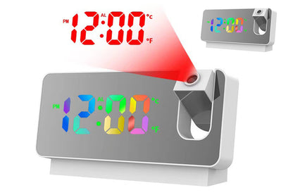 LED Digital Smart Alarm Clock with Projection Temperature Time LCD Display