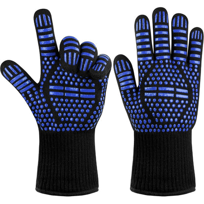 Heat Resistant Oven Gloves Double Sided Silicone Slip Resistant BBQ Gloves