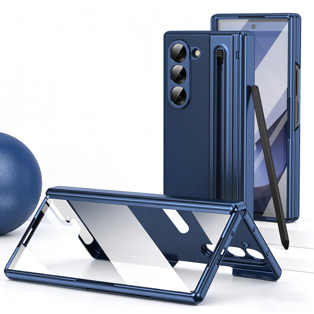 Phone Case for Samsung Z Fold 7 with Pen Holder Full Coverage Hinge Protection
