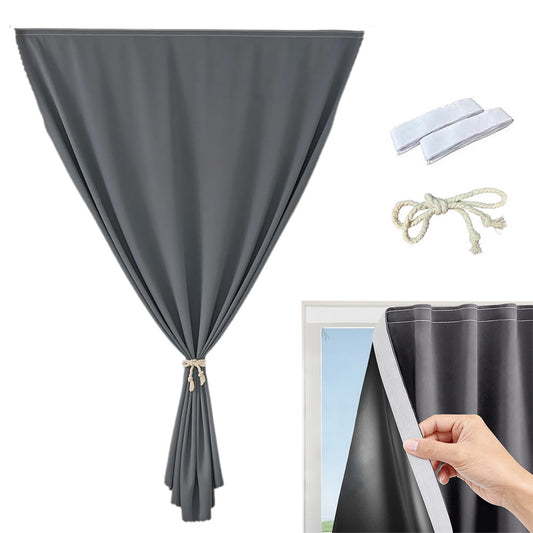 Blackout Curtains No Drill Adhesive Curtains for Bedroom Living Room Office-Grey