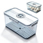 Transparent Bread Box with Timer Drainboard Lid Kitchen Storage Container for Food