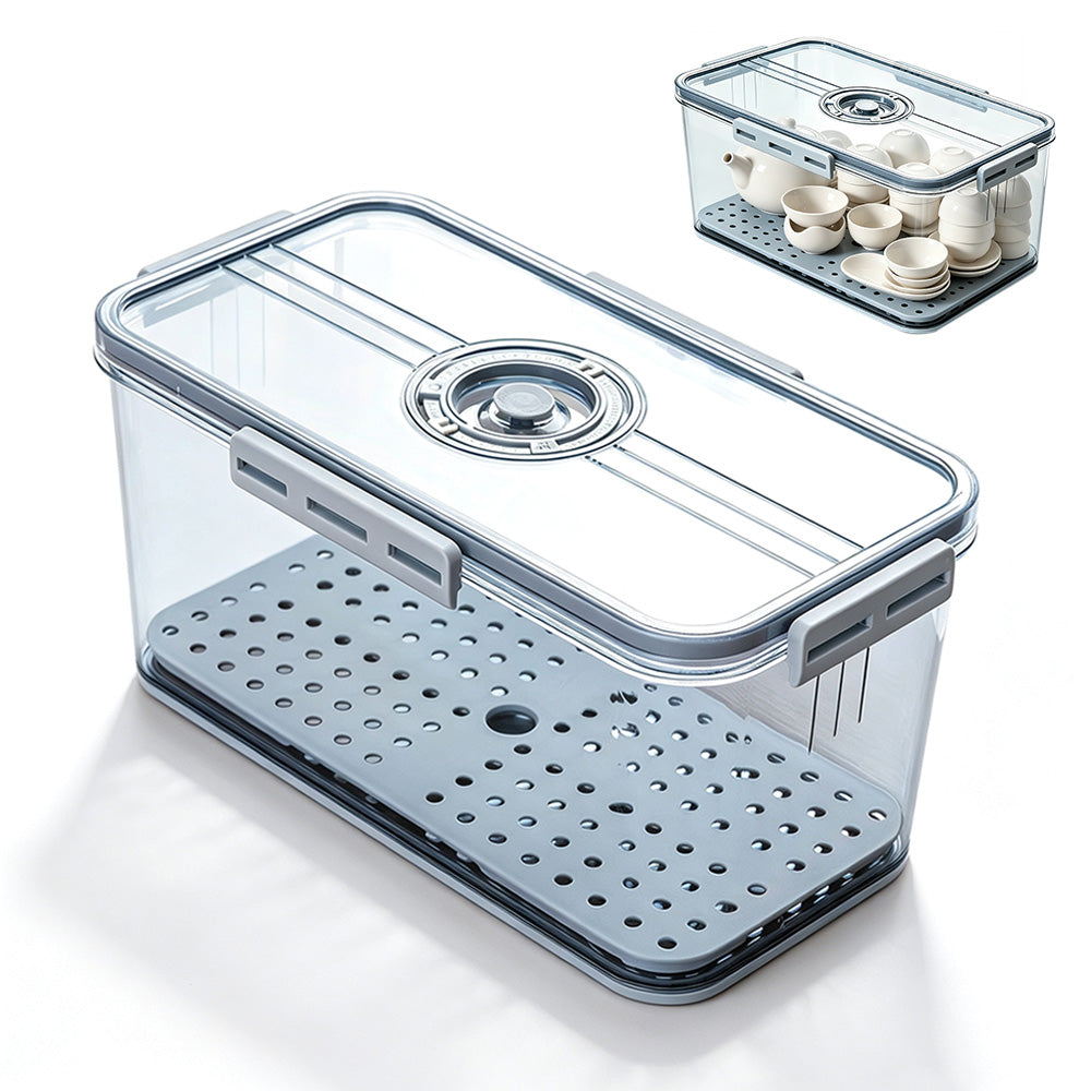 Transparent Bread Box with Timer Drainboard Lid Kitchen Storage Container for Food