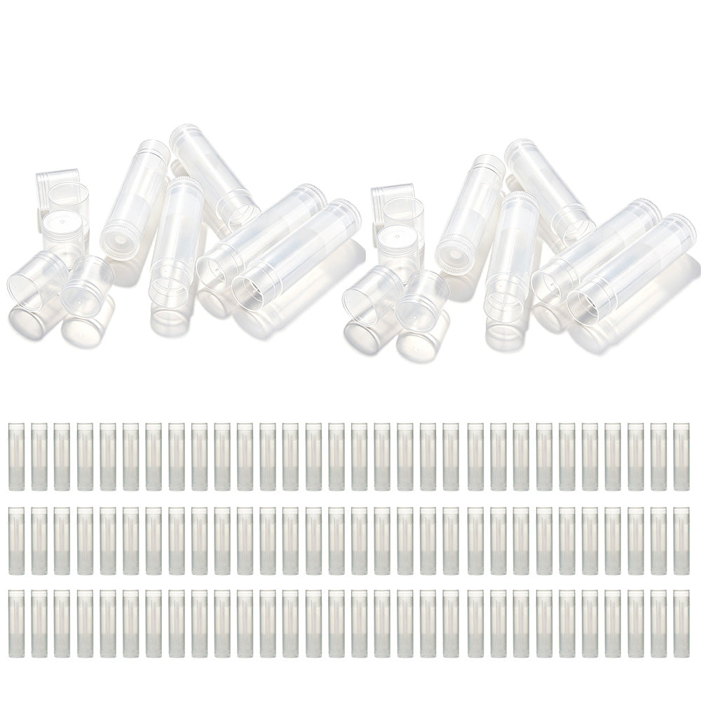 100 PCS Empty Lip Balm Tubes 5g Twist Up Plastic Lipstick Containers for Homemade Lip Gloss Lipstick