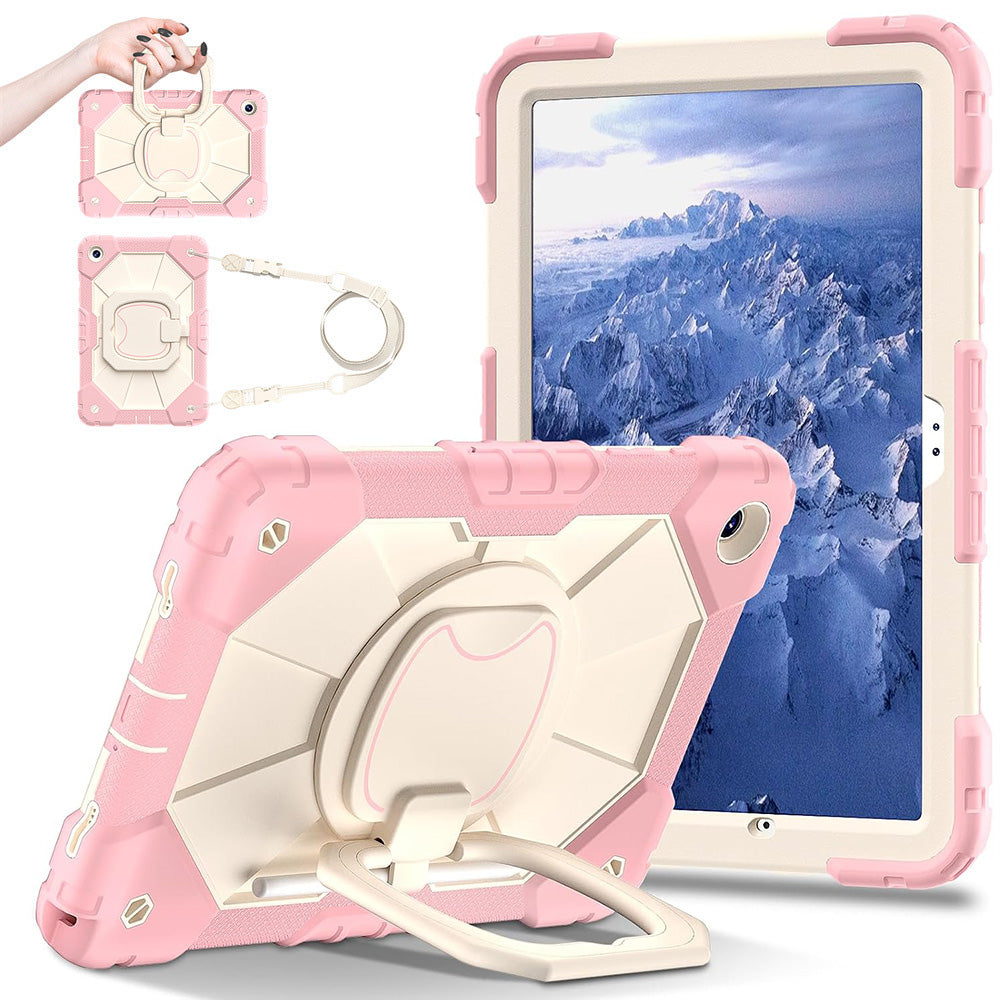 360 Degree Case for Samsung Galaxy Tab A11 Plus A9 Plus with Shoulder Strap-Pink