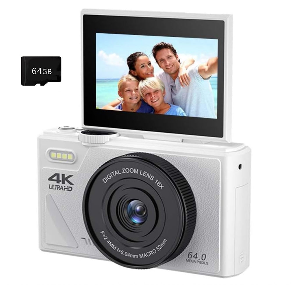Digital Camera with 180 Degree Flip Screen WiFi Vlogging Camera with 64G TDF Card
