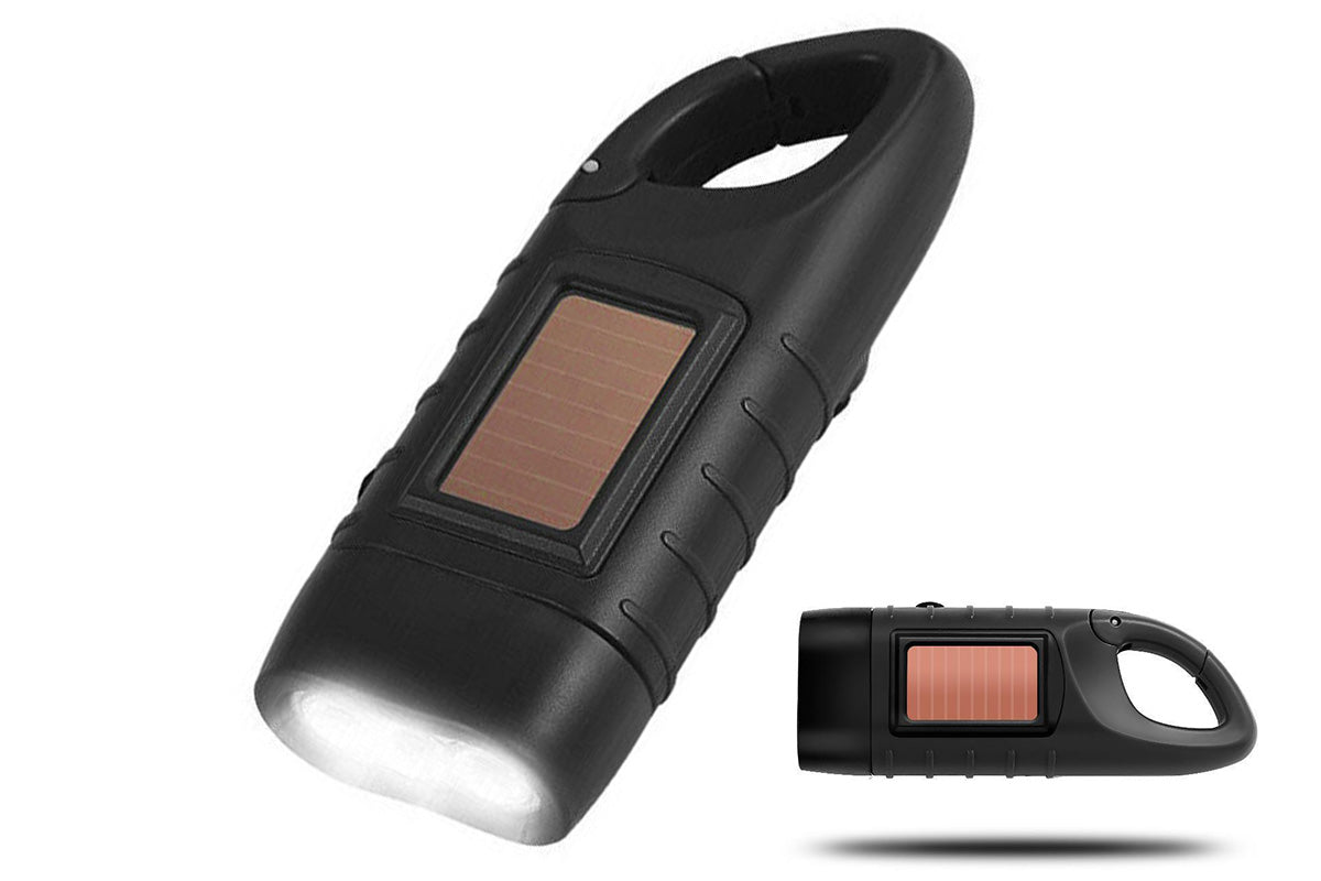 Hand Crank Solar Powered Flashlight Emergency Rechargeable LED Flashlight